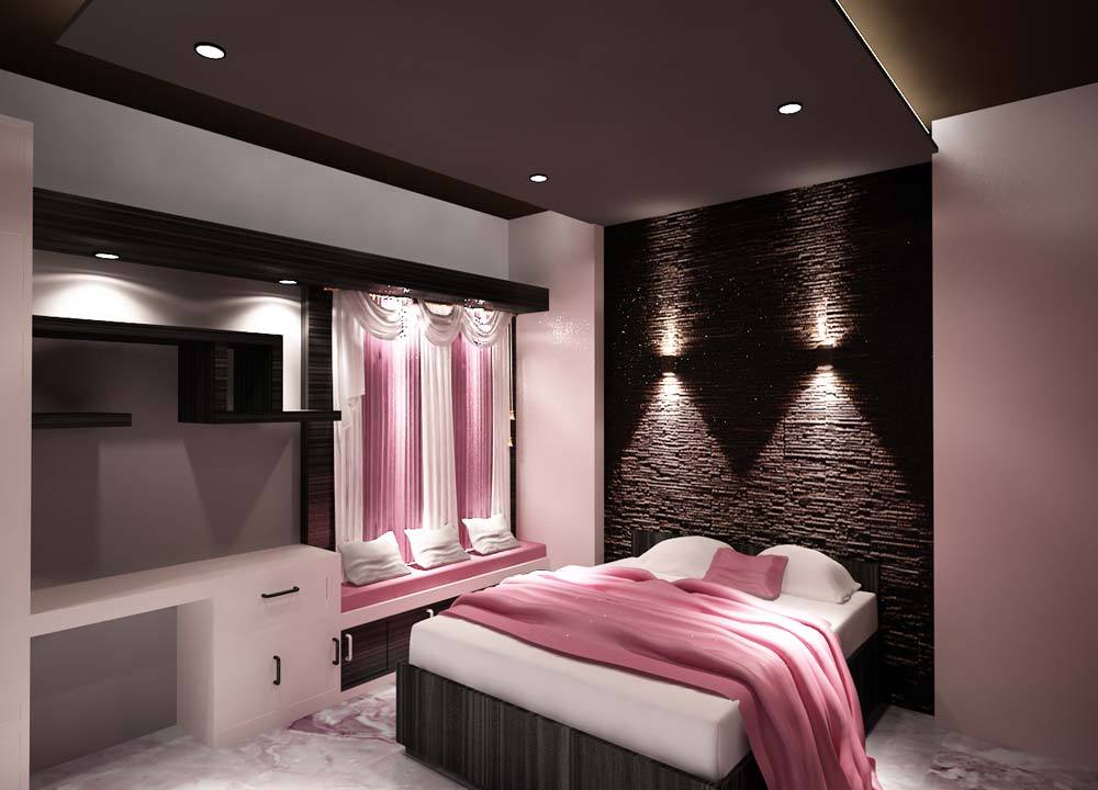 طراحی اتاق خواب شیک با رنگ صورتی
