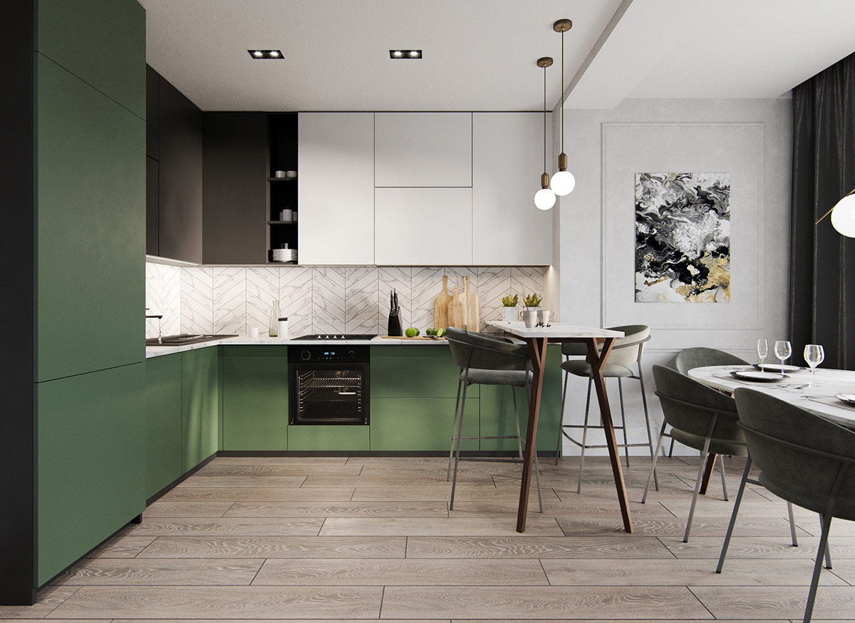  استفاده از رنگ سبز در دکوراسیون داخلی آشپزخانه