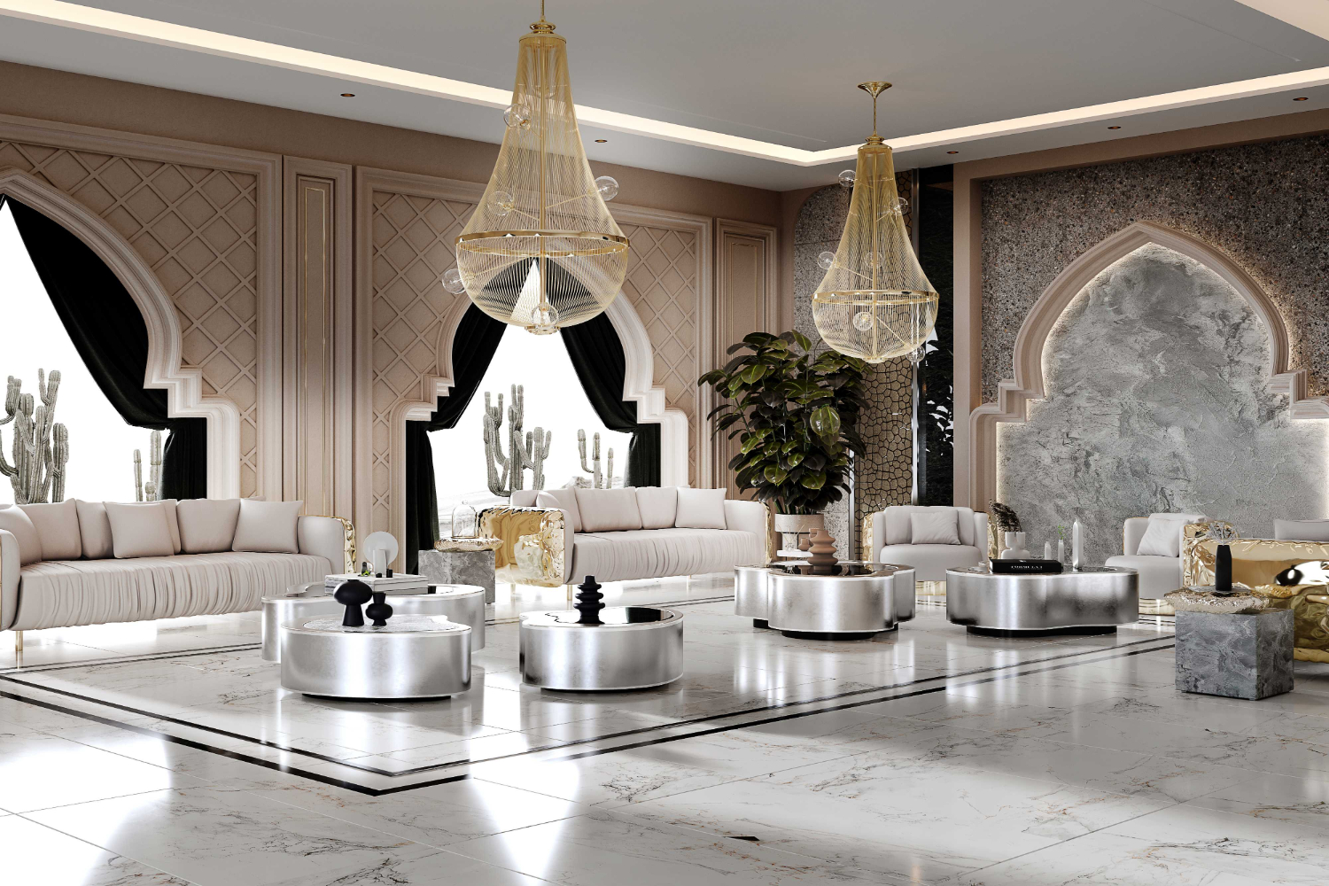 ایده دکوراسیون کلاسیک در خانه های بزرگ با نورپردازی به سبک کلاسیک